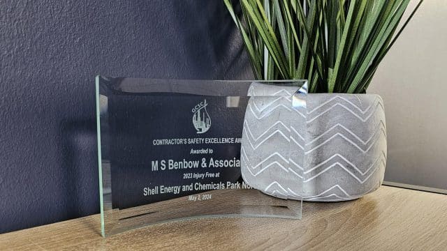 M S Benbow and Associates GCSC Contractor's Safety Excellence Award Shell Norco